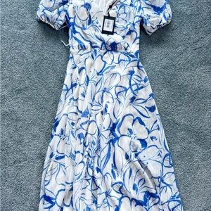 DKNY White and Blue Floral Maxi Dress